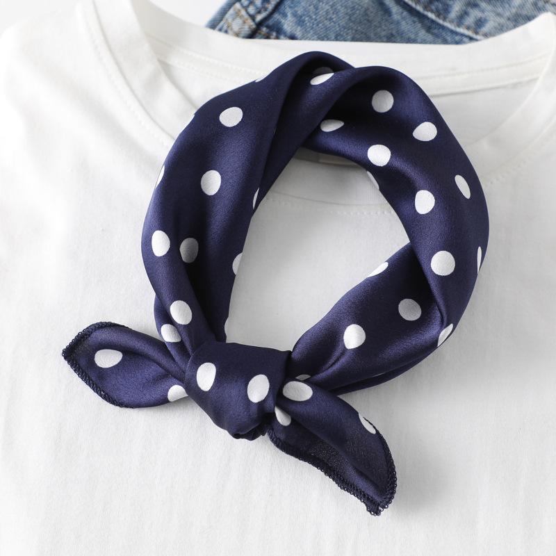 Small Silk Scarf Leopard Print Polka Dot Small Square Scarf Women'S Decorative Scarf Autumn And Winter Scarf Headscarf Headband Wrist Chic Wind