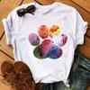 Fashion Women T-Shirt Cartoon Tee Shirts Watercolor Heart Dog Paw T Shirt Harajuku Tops Tee Short Sleeve Cute Female Tshirts Tee