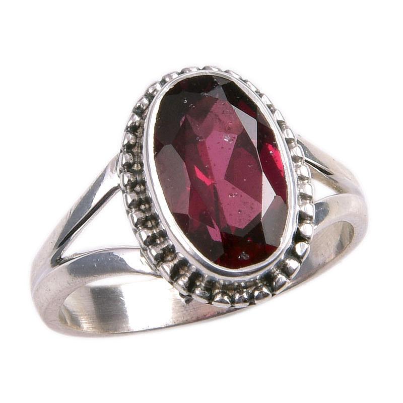 Natürlicher Granat Edelstein Handarbeit 925 Sterling Silber Geschenkring S.6 J3n58