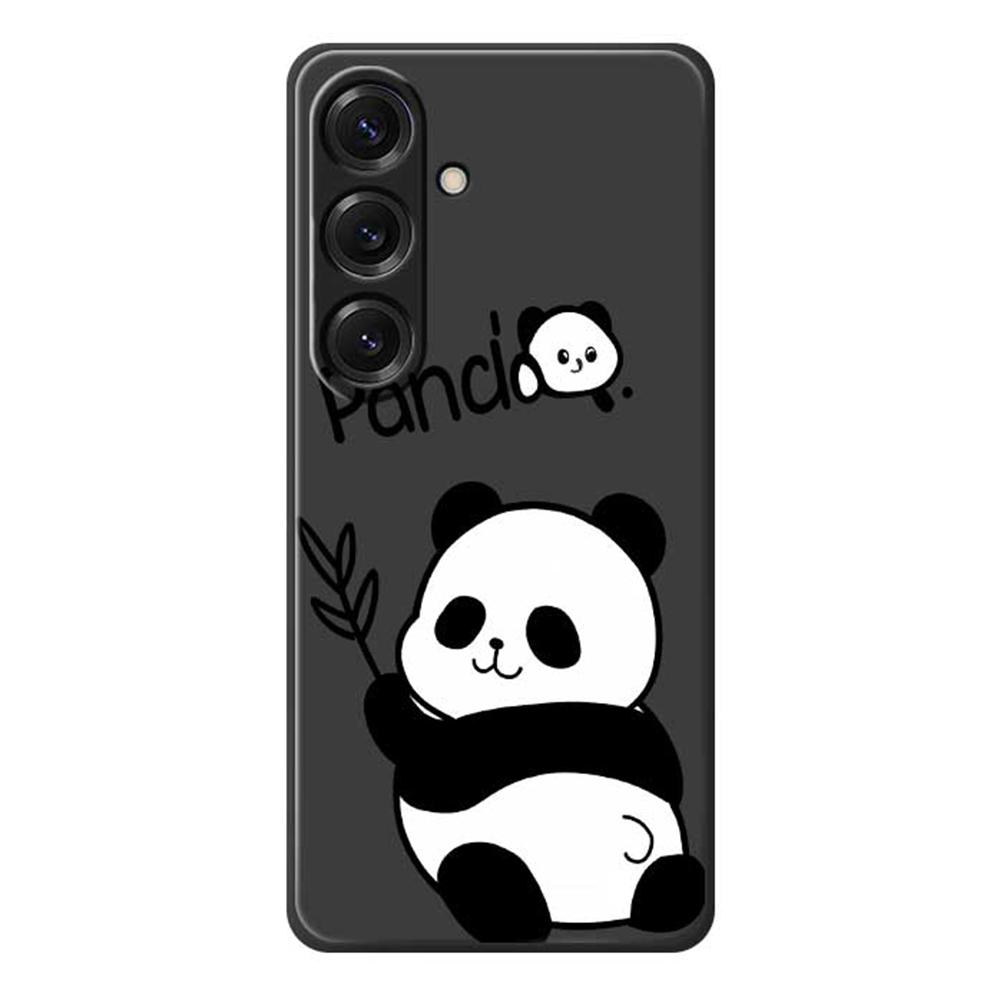 For Samsung Galaxy S25 Case Panda Pattern Printing Straight Edge TPU Phone Back Cover