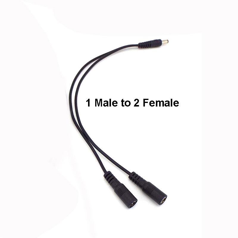30cm 50cm 1 To 2 Way DC Power Adapter Splitter Cable 5.5mmx2.1mm 1 Male To 2 Female Extension Wire Cord