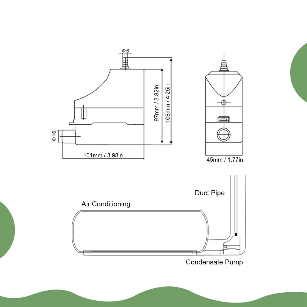 Automatic Condensate Water Lifting Pump Air Conditioning Drain Pump Kit Fully for 1-3P Wall Mounted Machine 100-230V