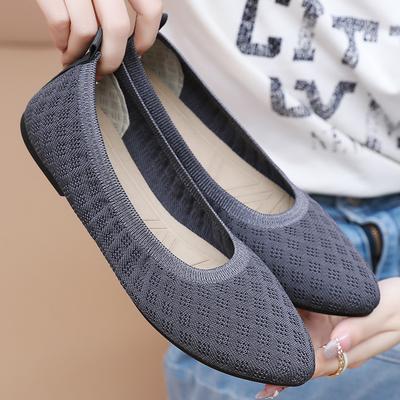Shoes Women's Summer Versatile Casual Shoes Shallow Mouth Breathable Fly-woven Shoes Fashion Not Tired Feet Pedal Pointed Mother Shoes