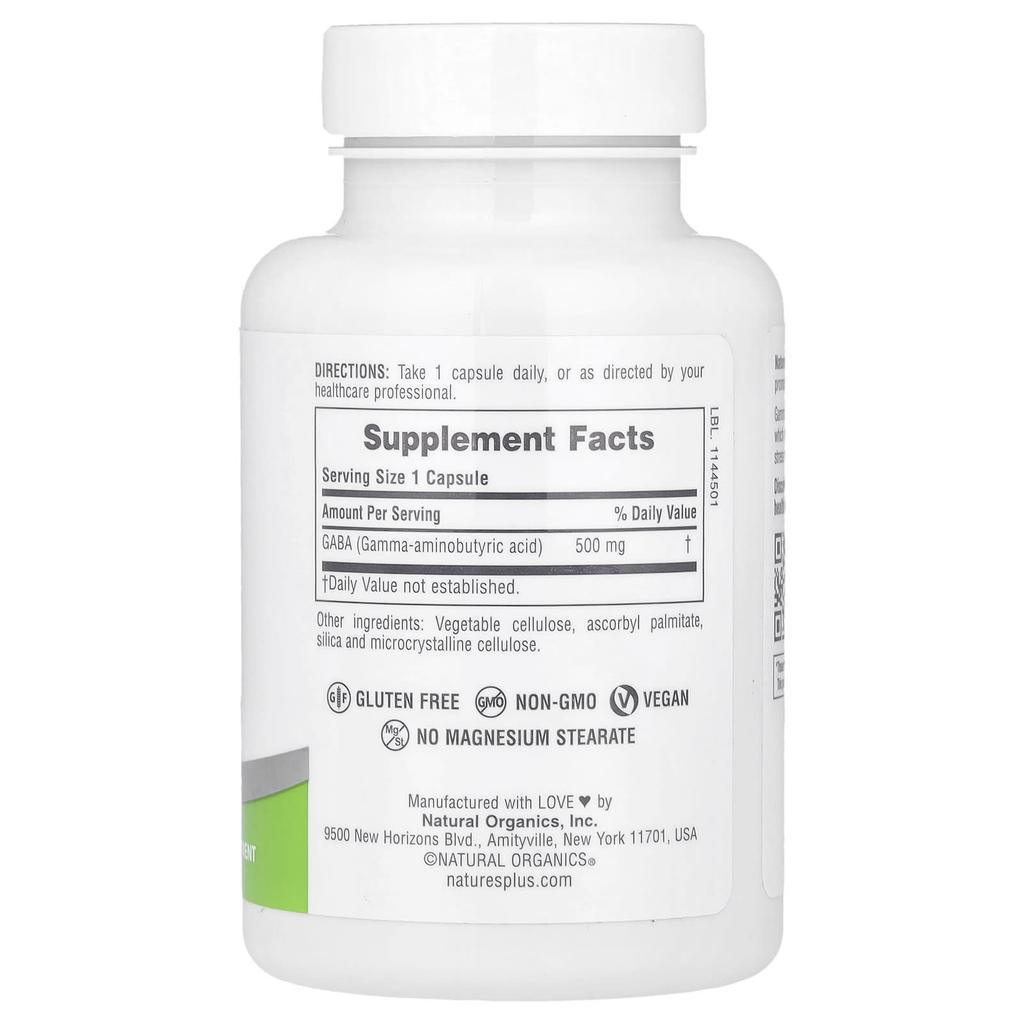 NaturesPlus, Pro GABA, 500 mg, 60 capsules