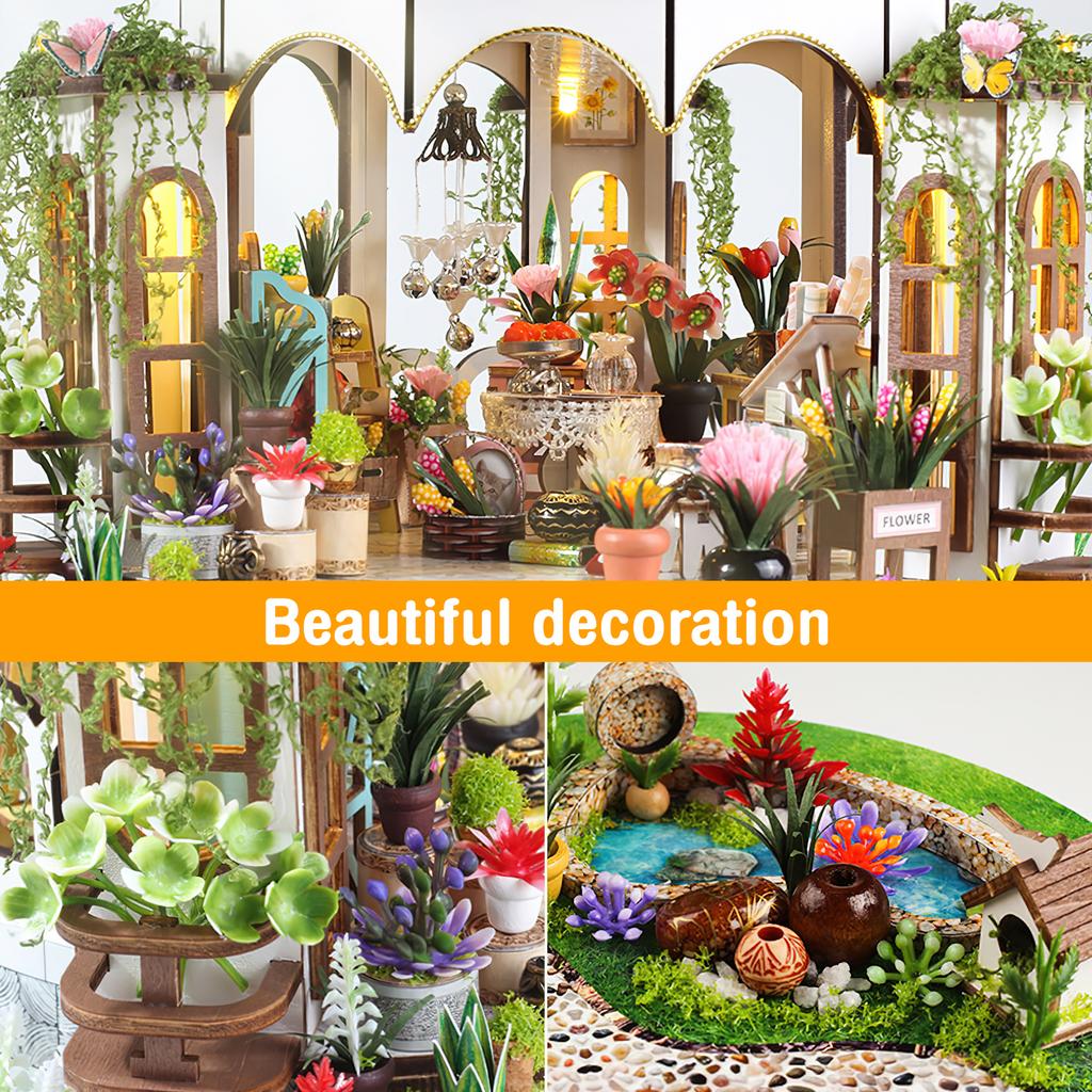 3D DIY Doll House Wooden Case Miniature Furniture Dollhouse Kit Handmade Miniature House with LED Light Children Birthday Gifts