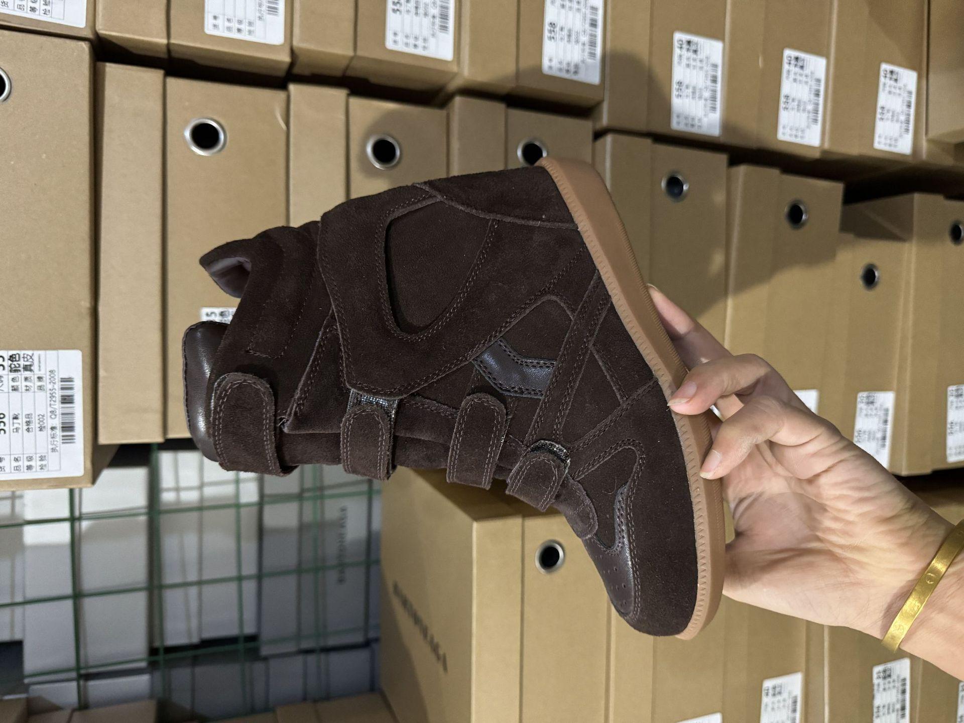 

Невидиме збільшення внутрішньої висоти високі кеди жіноче взуття осіннє поєднання кольорів круглий носок липучка спортивне повсякденне взуття взуття для хайкінгу 40 кавовий