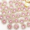 50P 10/12Mm Round  Glass Sewing Stone Glue-On Claw  Gold Base Button Sew On  For Diy Clothes Crafts