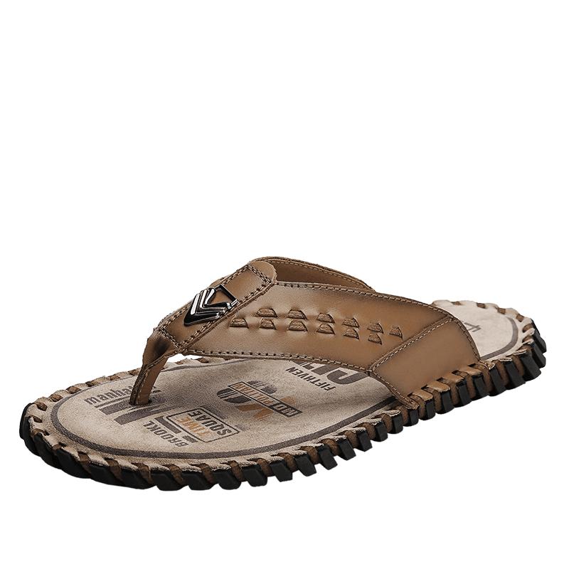 2024 Trend Summer Men Flip Flops Slippers Handmade Leather Light Comfortable Beach Flats Indoor Sliper Outdoor Men's Flip Flop