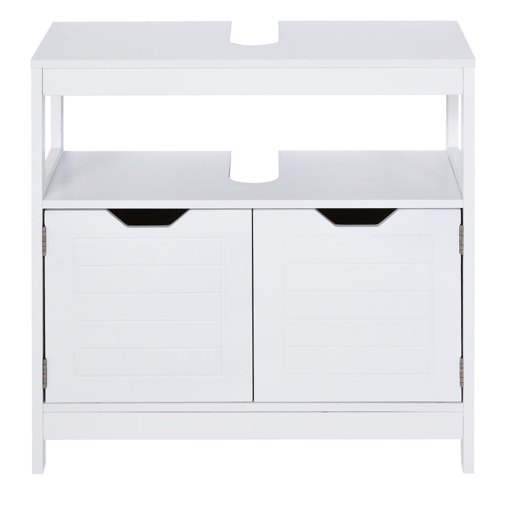 Unterschrank Badezimmerschrank mit Regal 2-türig Aufbewahrung Kippsicherung Feuchtigkeitsbeständig 60x30x60 cm Weiß