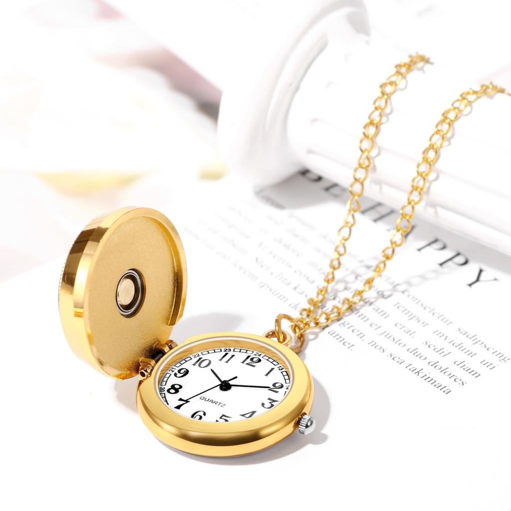 Antique Bird Pocket Watch with Analog Display and Waterproof Gold Pendant Necklace Chain Perfect Gift for and Day Design - Birthdays, Anniversaries,