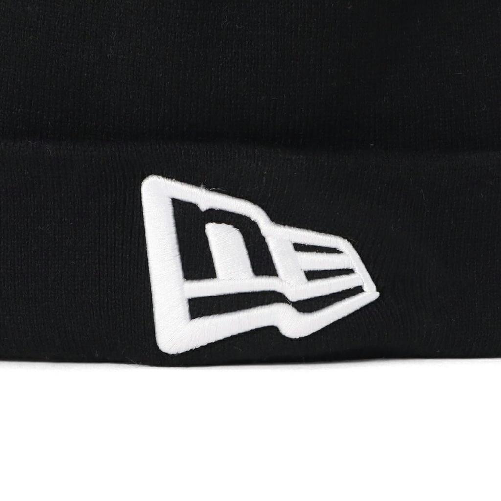 New Era Knit Cap with Archive Free Basic Cuff Flag Black Logo, Black/Flag Logo, Knit, Big, Large,