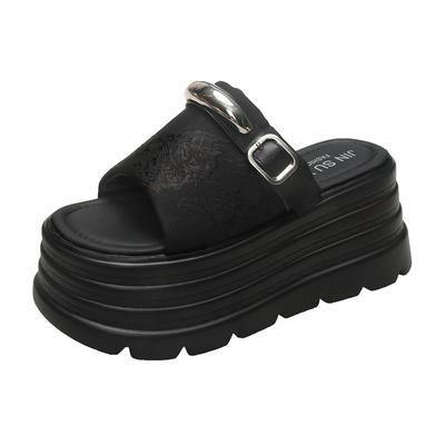 Fashion 8CM Heels Chunky Slippers For Women Open Toe High Platform Sandals Woman 2025 Fashion New Summer Thick Bottom Beach Flip Flops