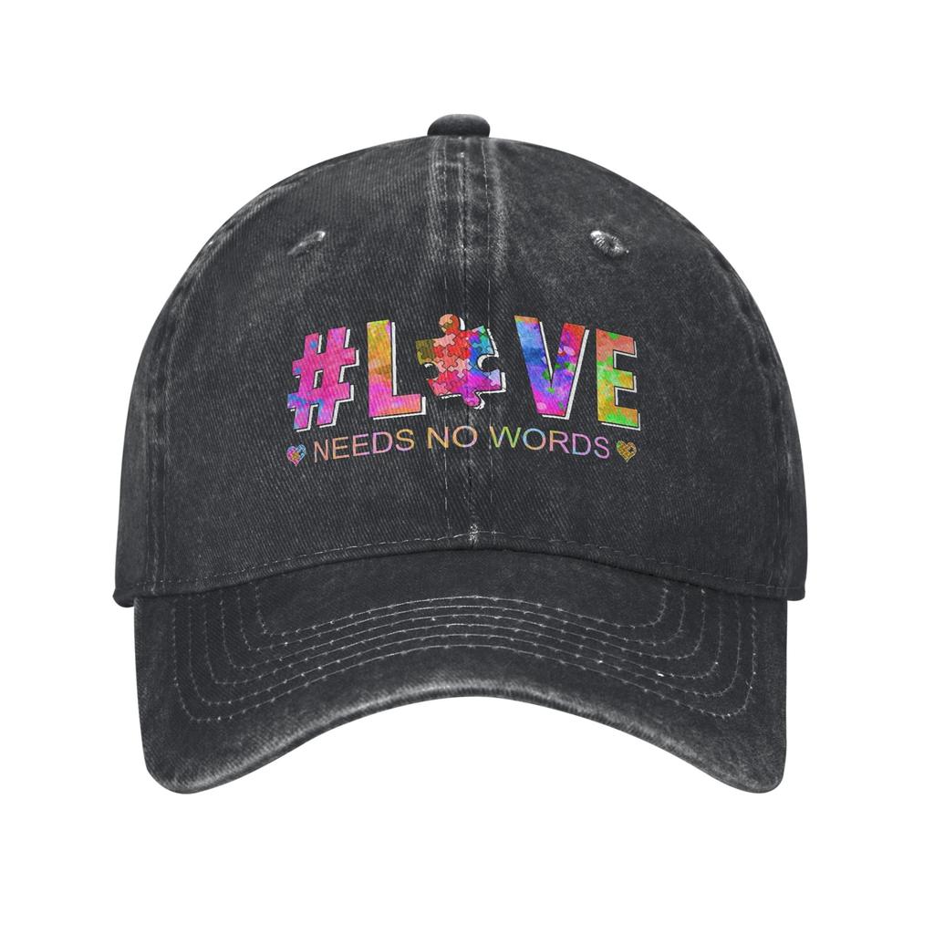 Unisex Autism Awareness Respect Love Support Print Hat Vintage Distressed Denim Washed Baseball Cap Adjustable