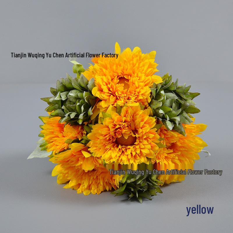 Highly Realistic Sunflower Mille-feuille Silk Bouquet for Home, Hotel & Shopping Mall Decor Total Height Approx. 42cm