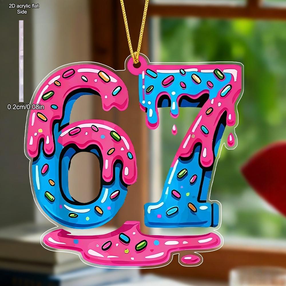 Valentine's Day 67 Number Hanging Ornament, Couples Gift, Decor - No Electricity Needed, Romantic Decorative Piece with 67 Shape, Nurseries, Vintage H