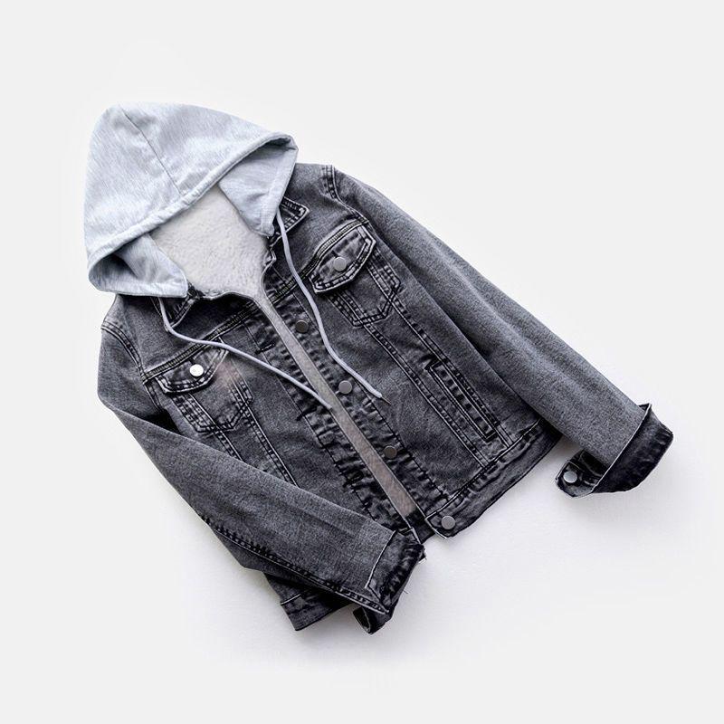 Women's Winter Slim Denim Jacket with Lambswool Lining - Stylish, Versatile Korean Style Coat