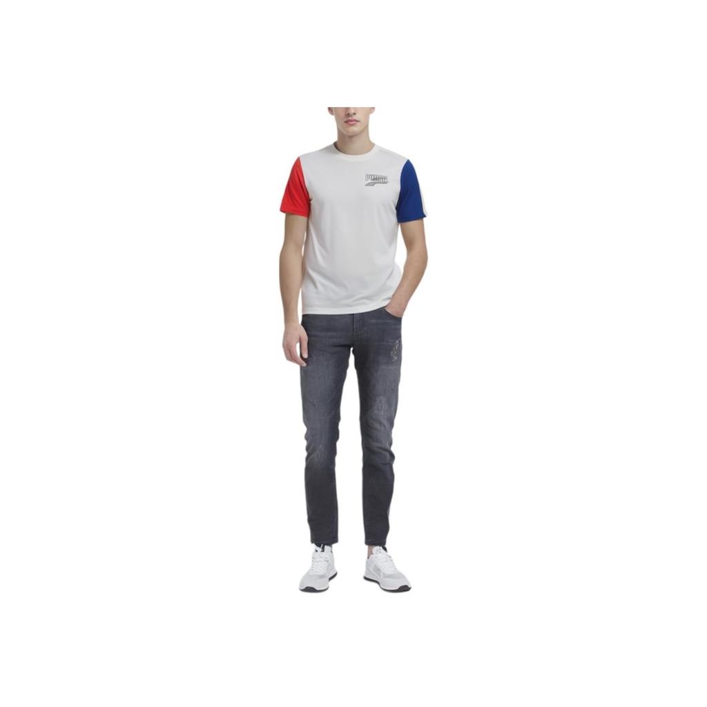 PUMA Decor8 Colour Block Tee With Brand Logo Print And Regular Shoulder Sleeves Men Tops White 532705-02