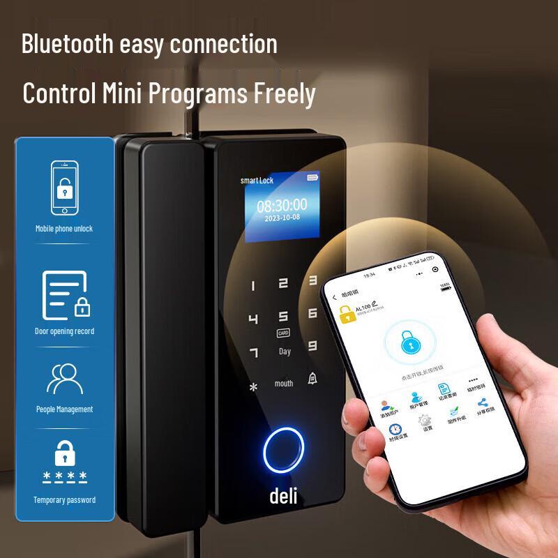 Deli AL100 Smart Fingerprint Glass Door Lock