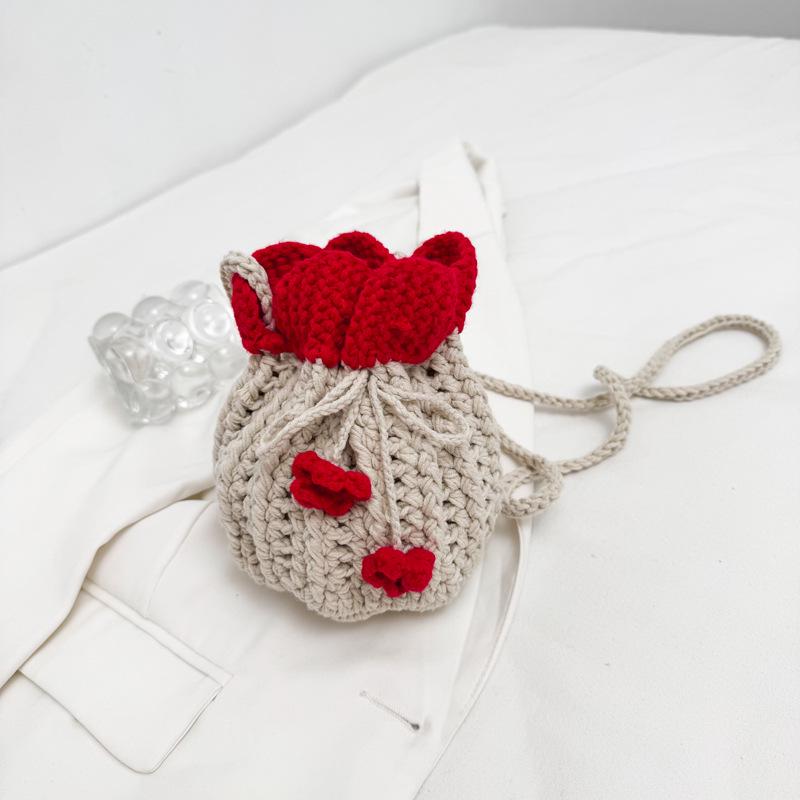 “2025 Women's Wool Knit Mini Bucket Bag - Autumn/Winter Crossbody Shoulder Bag”