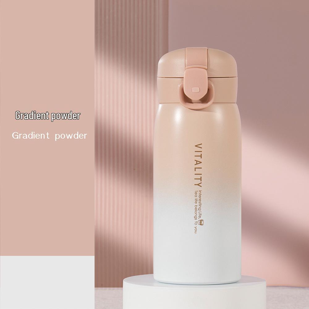 Gradient Color Stainless Steel Flip-top Water Cup for All Ages