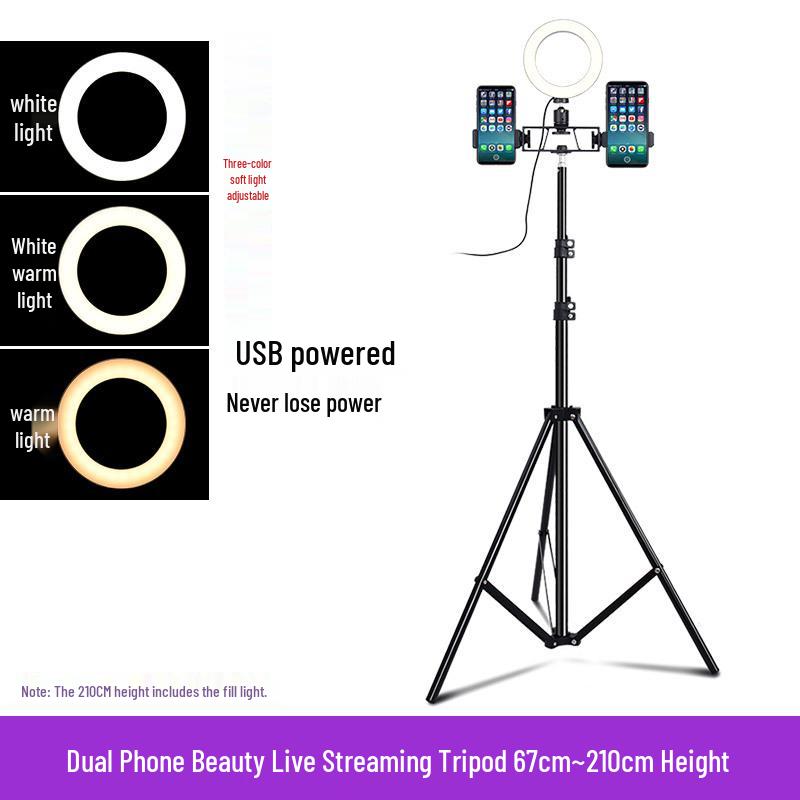 Outdoor Mobile Phone Streaming Tripod with Fill Light & Selfie Function