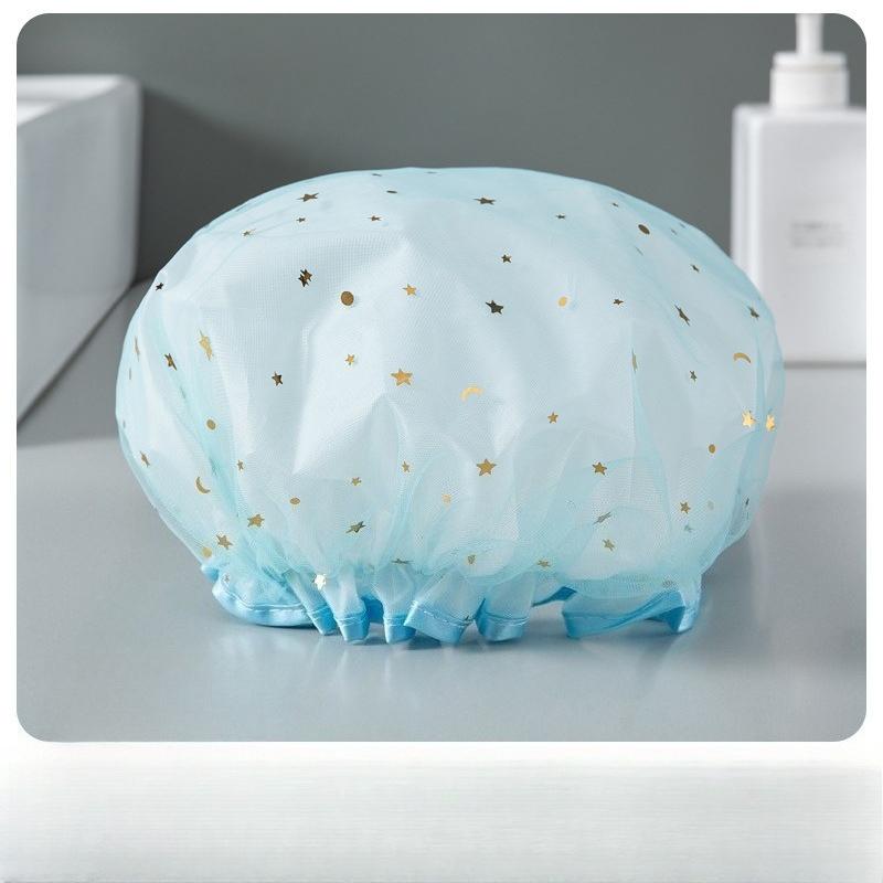 Cuffia da doccia impermeabile per bagno Cuffia per capelli elastica per cappello da bagno addensata per donna Bellezza Parrucchiere Dot Prodotti Accessori per il bagno