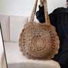 Böhmische Strohtaschen für Frauen, Kreis-Strand-Handtaschen, Sommer-Rattan-Umhängetaschen, handgefertigt, gestrickt, für Reisen, große Tragetaschen, Neu