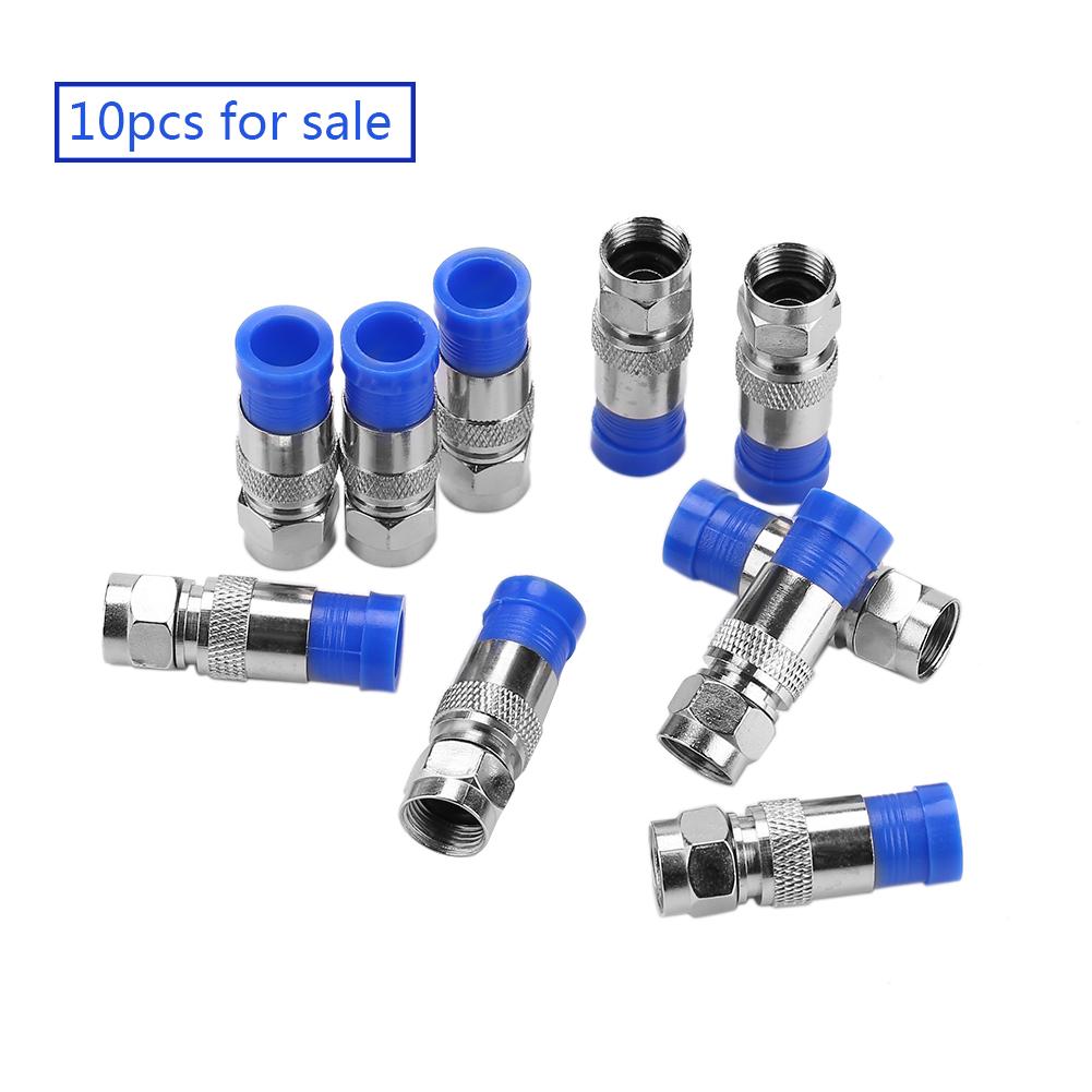 10pcs Coaxial Coax RG6 Compression Connector Adapter Male Waterproof Sealed