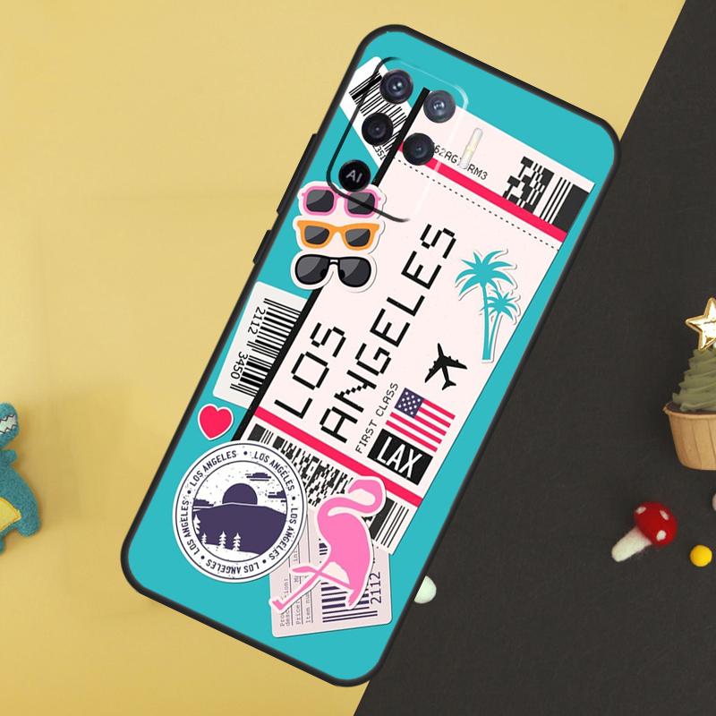 Travel Boarding Pass Tokyo Case For Oppo A58 A78 A98 A18 A38 A74 A94 A54 A15 A17 A57 A6 A5 Pro A16 A76 A96 A40 A60 A80