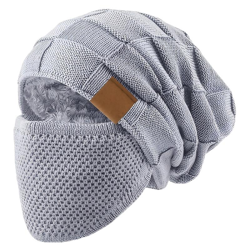 Warm Knitted Hat And Face Mask Set Winter Slouchy Beanie With Lightweight Warm Ear, Neck & Cheek Cover For Outdoor Sports