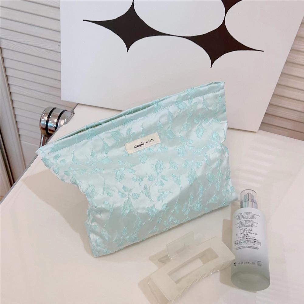 Embossment Makeup Bag Zipper Cosmetic Pouch Large Travel Canvas Organizer Bag