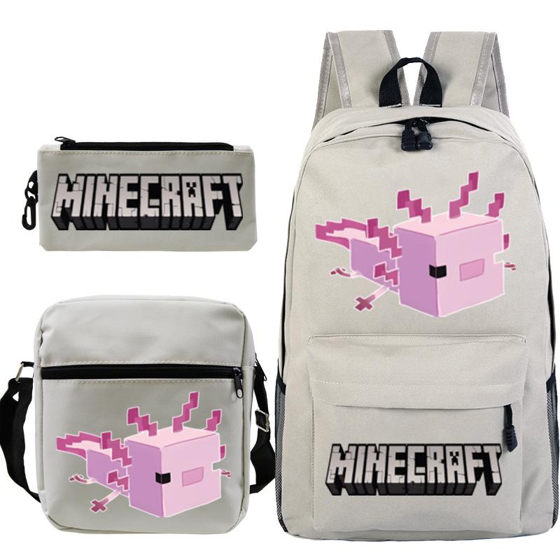 Game Minecraft Printed Children'S School Bag Oblique Span Bag Stationery Pencil Bag Student Backpack Set