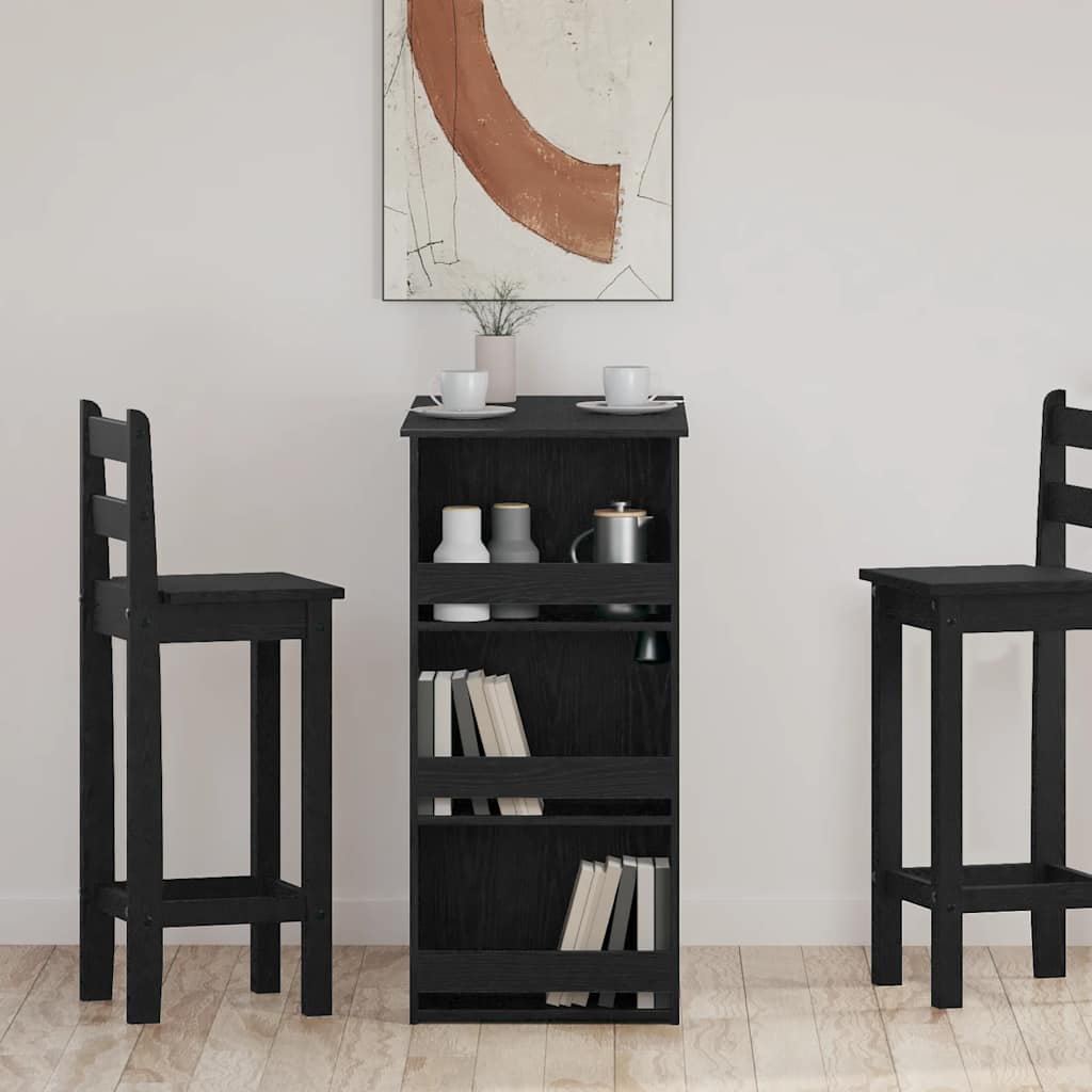Bar Table with Shelf Black Oak Effect 102 X 50 X 103.5 Cm