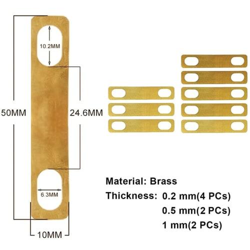 TISHITA 8-Piece Guitar Neck Shim Set, 0.2mm, 0.5mm, and 1mm, for Guitar and Bass Necks, Musical Instrument Accessories