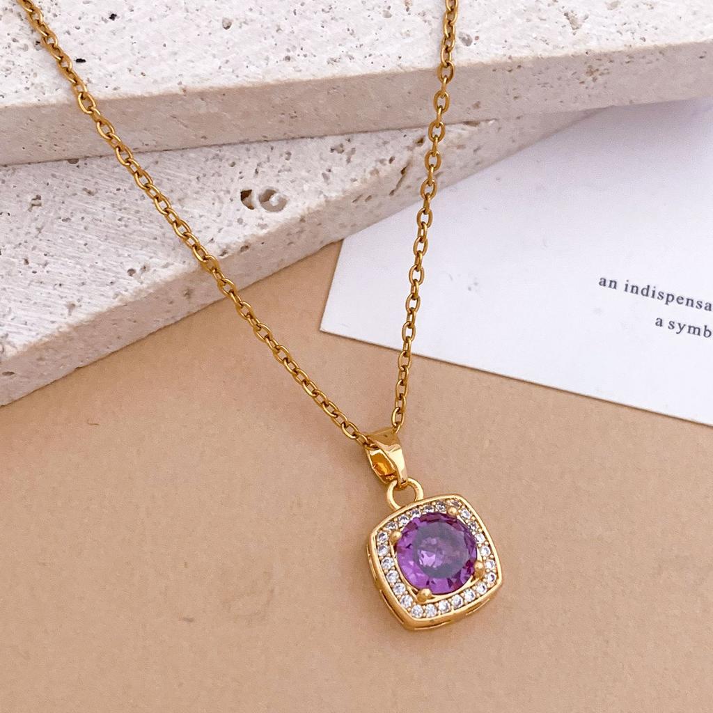Necklace hot-selling simple square necklace accessories women's light luxury niche design sense does not fade titanium steel necklace women