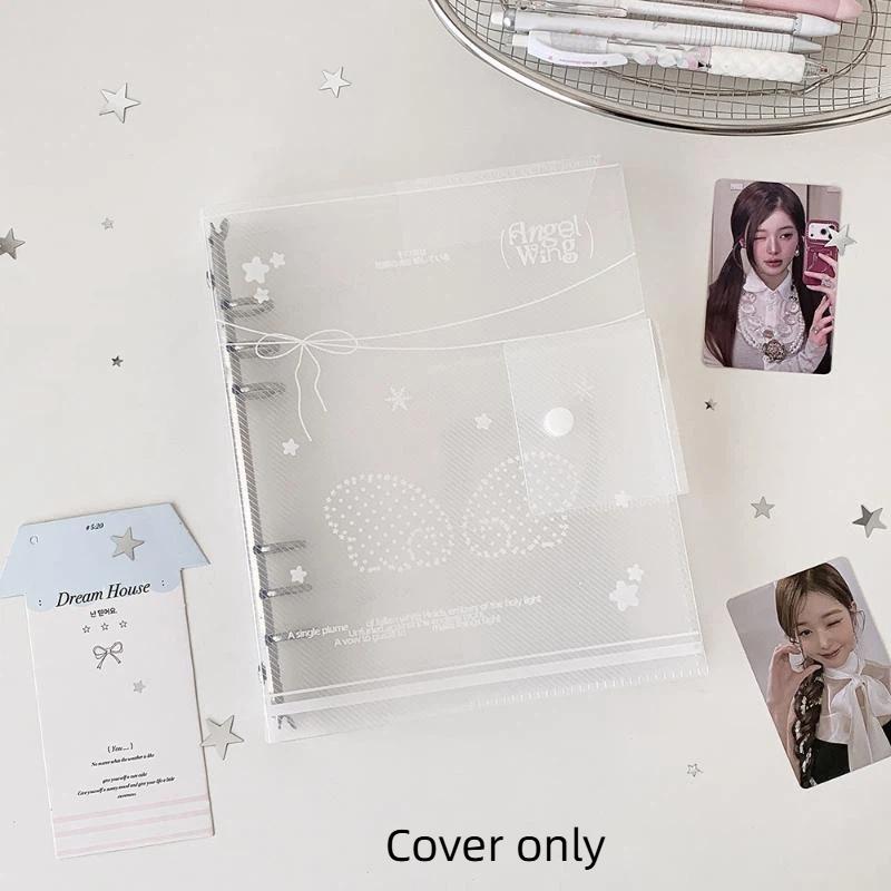 A5 Løsbladsmappe Organisering Kirsebær/Engel Vinge Gennemsigtig Klar Album Organizer Cover Til Kpop Fotokort Samling