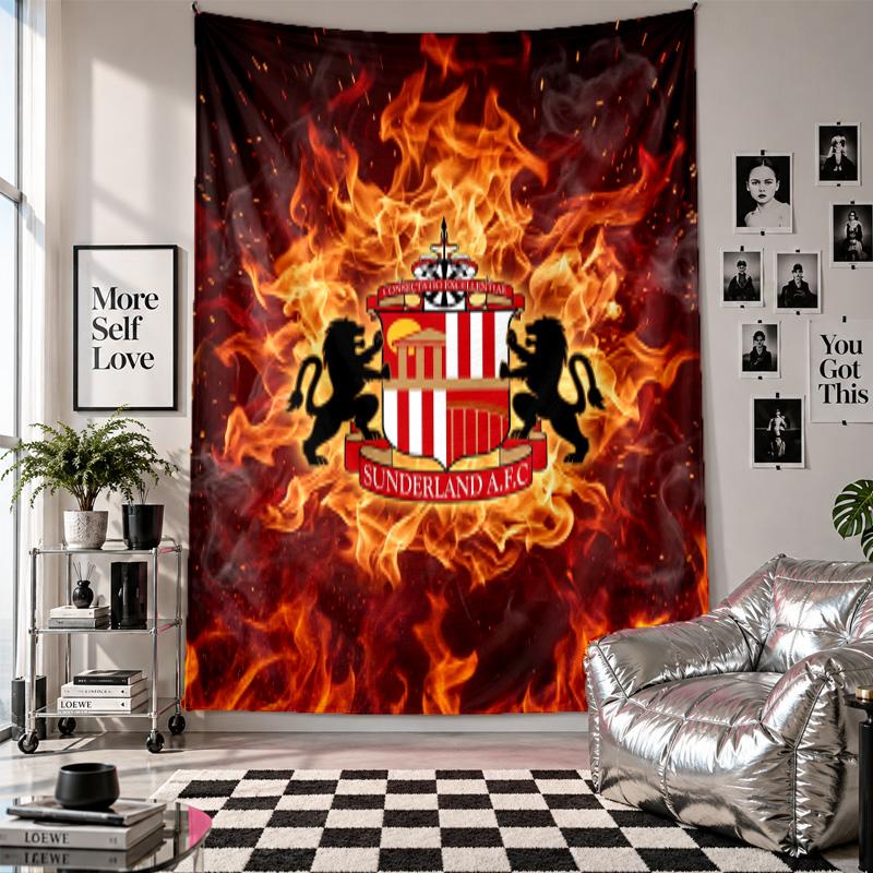 Arazzo da Parete Calcio Sunderland Decorazione per la Casa Tessuto da Appendere a Parete per Camera da Letto Soggiorno Sfondo