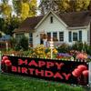 Happy 30th Birthday Party Banner, Black & Red Fence Flag Design, Polyester Outdoor Garden Garage Studio Indoor Decoration