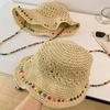 Foldable Woman's Straw Hat Breathable Colorful Straw Hat Summer Sun Protection Cap  Outdoor