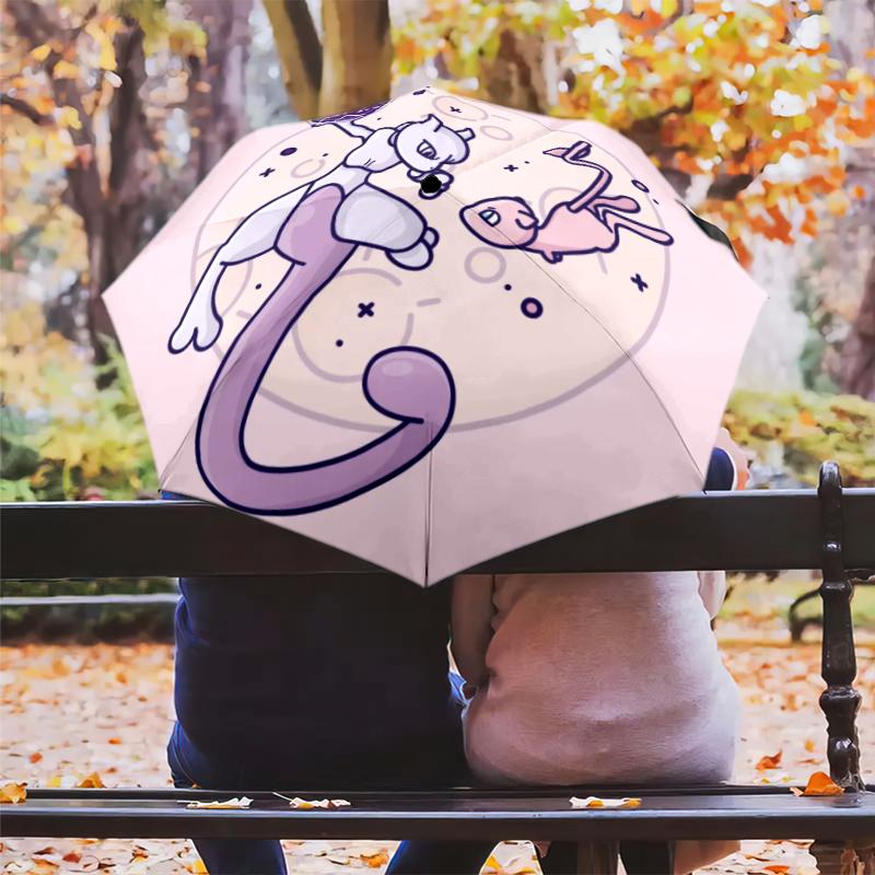 Mew Pattern, Automatic Folding Umbrella, Portable and Foldable Design, 8 Ribs, a Christmas or Birthday Gift.