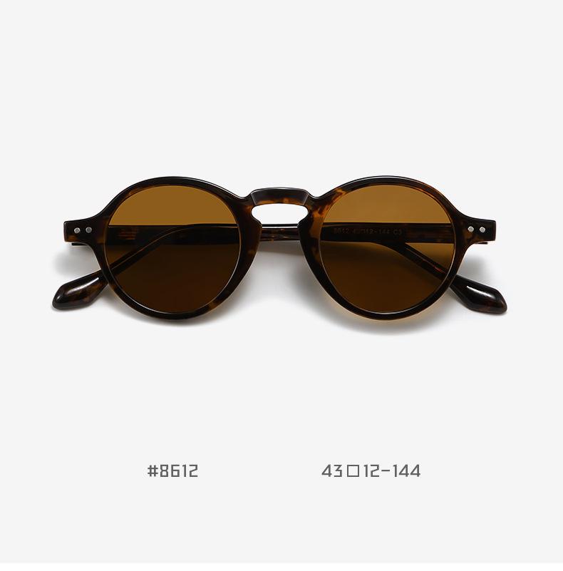 Retro Korean Style Small Frame Polarized Sunglasses with CP Insert - Unisex Anti-UV 8612 Design