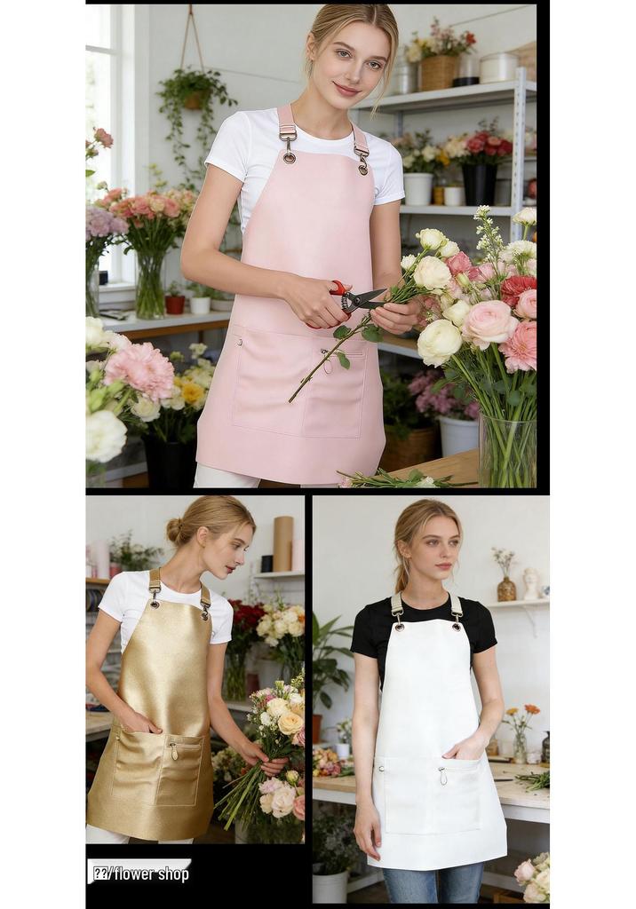 Waterproof PU Leather Apron for Hairdressing, Barbecue, and Cafe Use, with Custom Logo Option