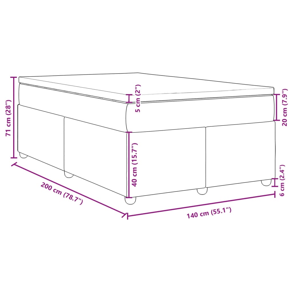 Box Spring Bed with Mattress Light Grey 140 X 200 Cm Fabric