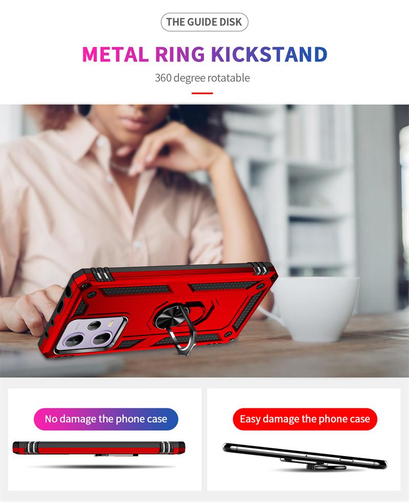 Für Xiaomi Redmi Note 12 Pro Hülle Stoßfest Panzer Metallring Magnetische Halterung Handyhülle Für Redmi Note 12 Pro + Plus Rückseite