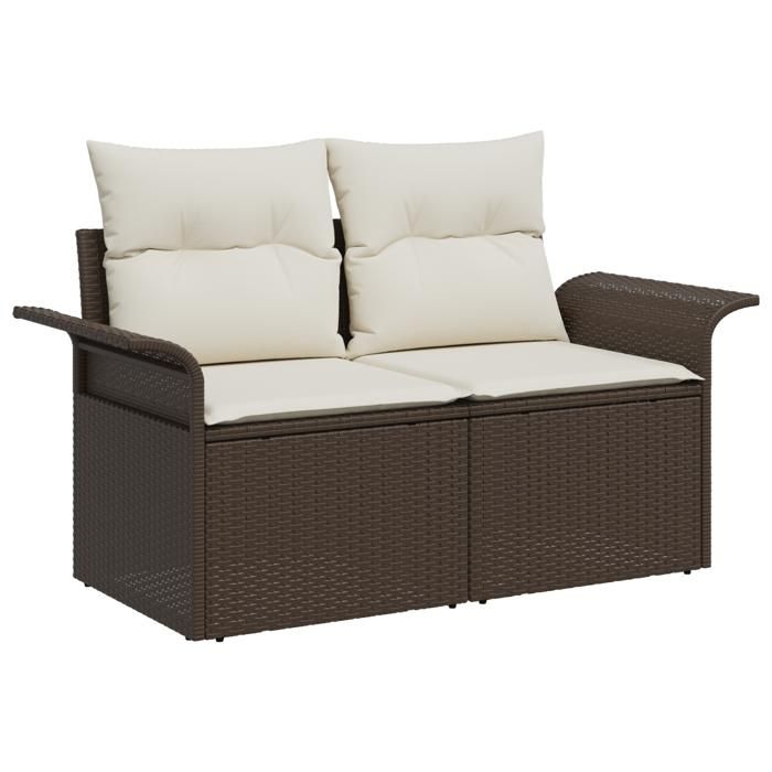 VidaXL Canapé de Jardin 9 Pièces avec Coussins Marron Rattan 3358937