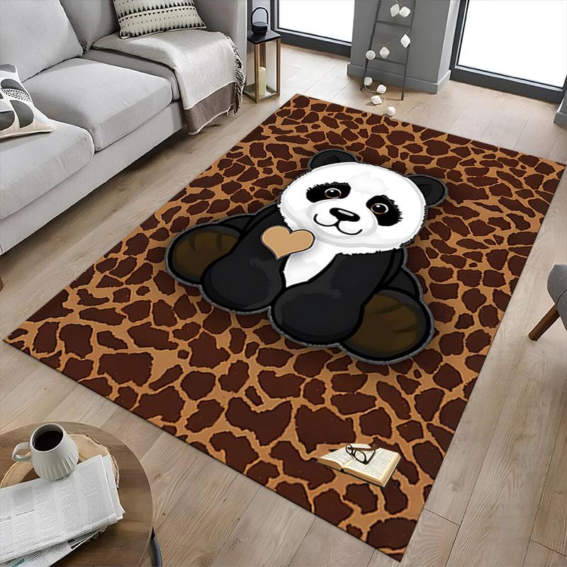 1PC Panda Heart Extra Large Non Slip Floor Carpet, Office, Family, Bedroom Large Area Rug Indoor Rugs, Vibrant Colors