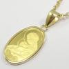 Pure Gold Coin Oval Portrait of 24K Gold 18K Gold A00775 Pendant, 1.0 Gram, Form, Mary, Frame, Frame, [Gift Wrapped]