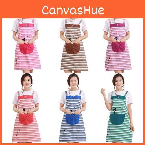 Niedlich Neues Zuhause Damen Küche Restaurant Latz Kochschürzen Taschen Schürze Gestreift