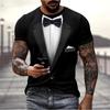 Moda estiva divertente completo finto frac 3D papillon divertente personalità divertente T-shirt casual