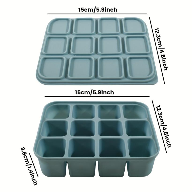 1 Pcs 12-Cell Silicone Ice Cube Tray With Lid Flexible Mold For Cocktails Broth Meal Prep Dishwasher Oven Safe